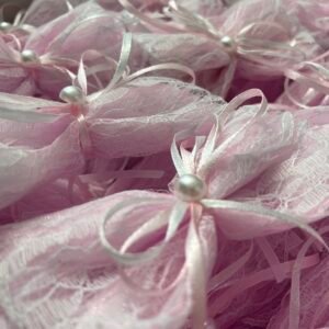 Μπομπονιέρα φιόγκος με πέρλα