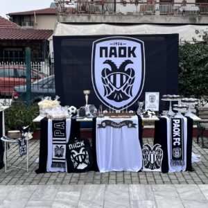 Ασπρόμαυρη Βάπτιση με Θέμα τον ΠΑΟΚ – Στολισμός για Μικρούς Οπαδούς